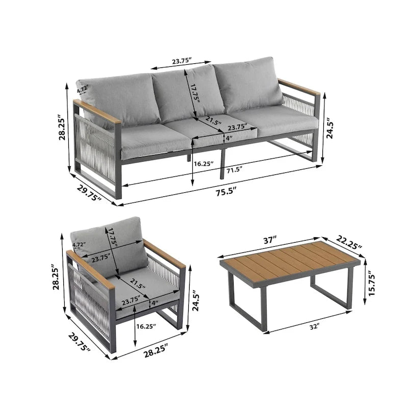 Christopher Knight Home - Lila 4-Piece Outdoor Metal Patio Chat Set