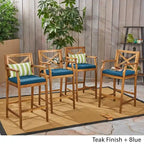 Perla Outdoor Acacia Barstools (Set of 4) by Christopher Knight Home