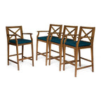 Perla Outdoor Acacia Barstools (Set of 4) by Christopher Knight Home