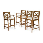 Perla Outdoor Acacia Barstools (Set of 4) by Christopher Knight Home