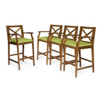 Perla Outdoor Acacia Barstools (Set of 4) by Christopher Knight Home