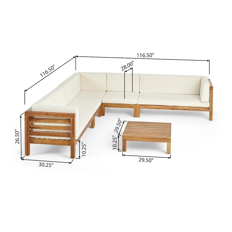 Oana Outdoor 7-seater Acacia Wood Sectional Sofa Set by Christopher Knight Home
