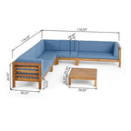 Oana Outdoor 7-seater Acacia Wood Sectional Sofa Set by Christopher Knight Home