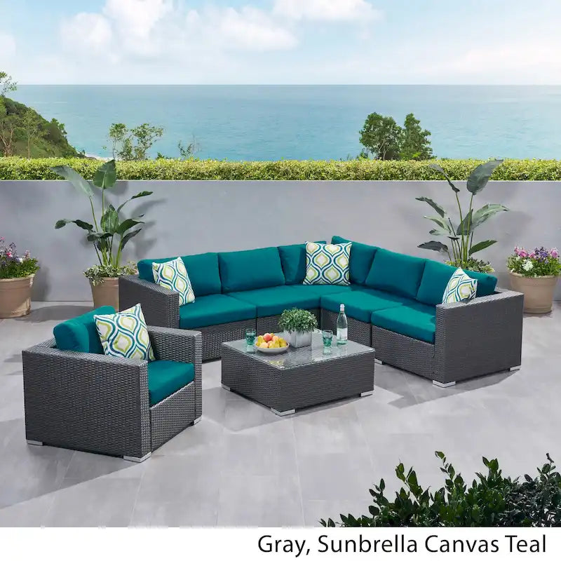 Christopher Knight Home Santa Rosa Outdoor 7-piece Wicker Seating Sectional Set