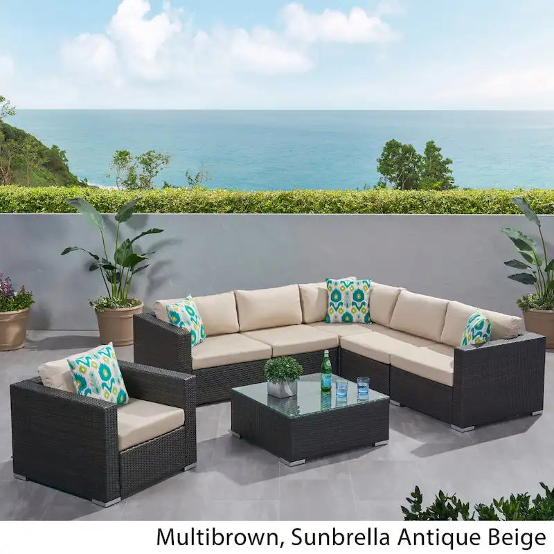 Christopher Knight Home Santa Rosa Outdoor 7-piece Wicker Seating Sectional Set
