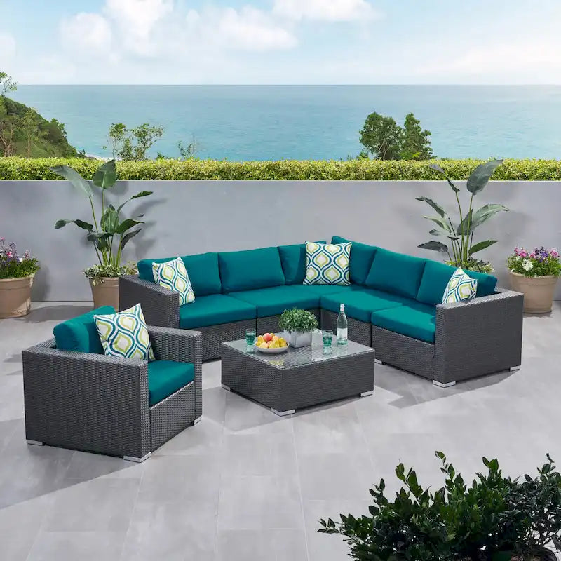Christopher Knight Home Santa Rosa Outdoor 7-piece Wicker Seating Sectional Set