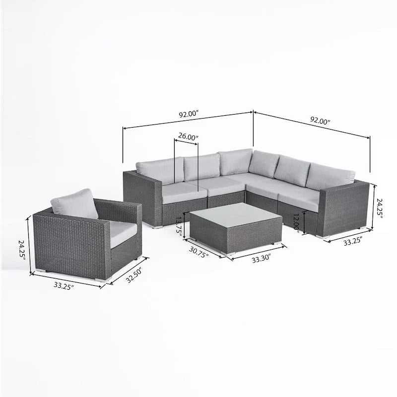 Christopher Knight Home Santa Rosa Outdoor 7-piece Wicker Seating Sectional Set