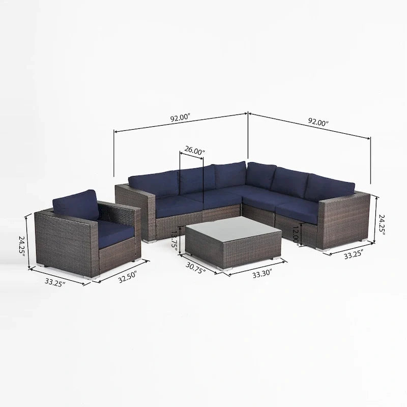 Christopher Knight Home Santa Rosa Outdoor 7-piece Wicker Seating Sectional Set