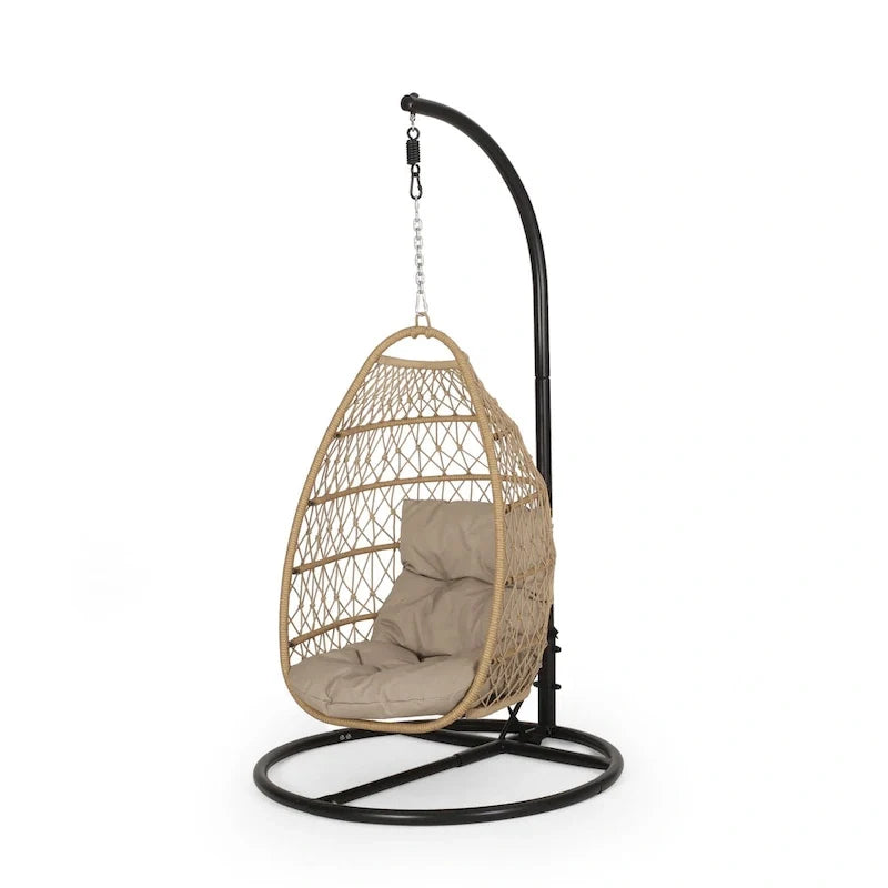 Elmcrest Outdoor Wicker and Rope Hanging Chair with Stand by Christopher Knight Home - 400 lb limit