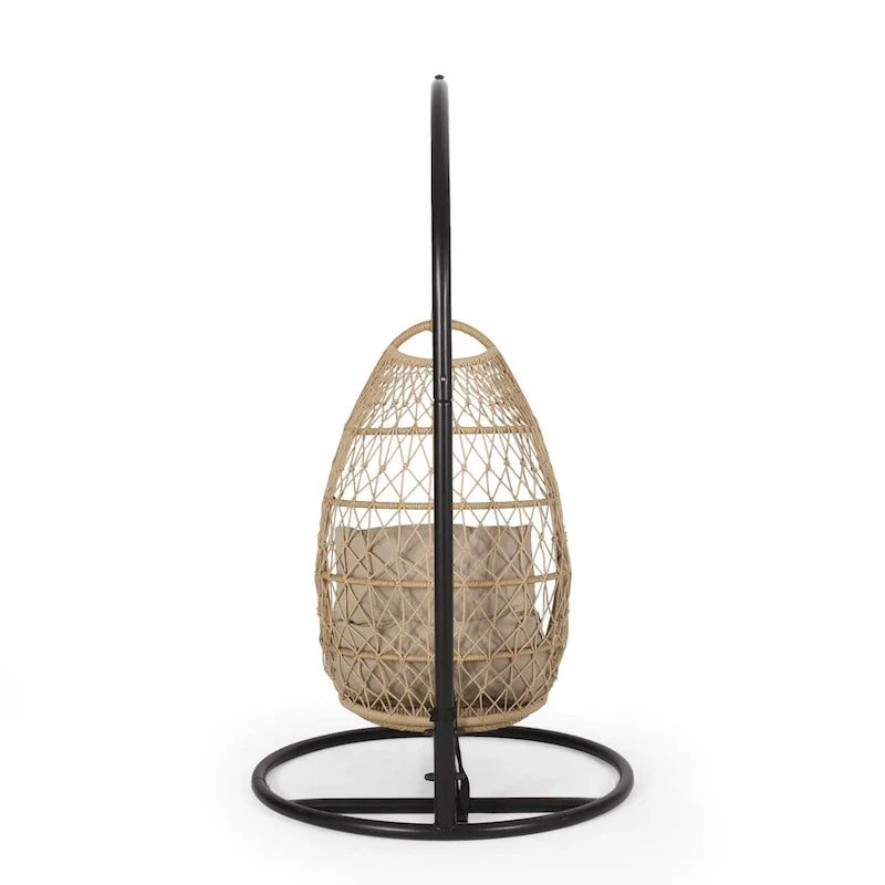 Elmcrest Outdoor Wicker and Rope Hanging Chair with Stand by Christopher Knight Home - 400 lb limit