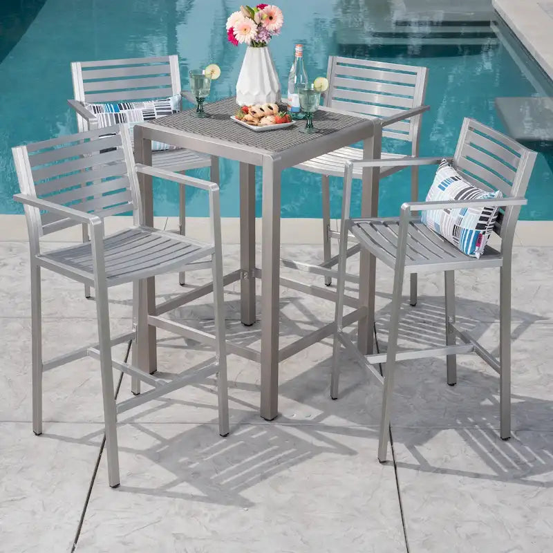 Cape Coral Outdoor 5-piece Aluminum Square Bar Set by Christopher Knight Home