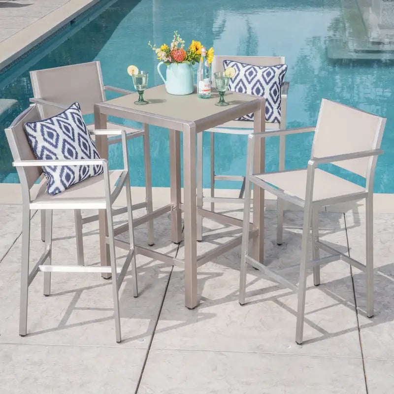Cape Coral Outdoor 5-piece Aluminum Square Bar Set by Christopher Knight Home