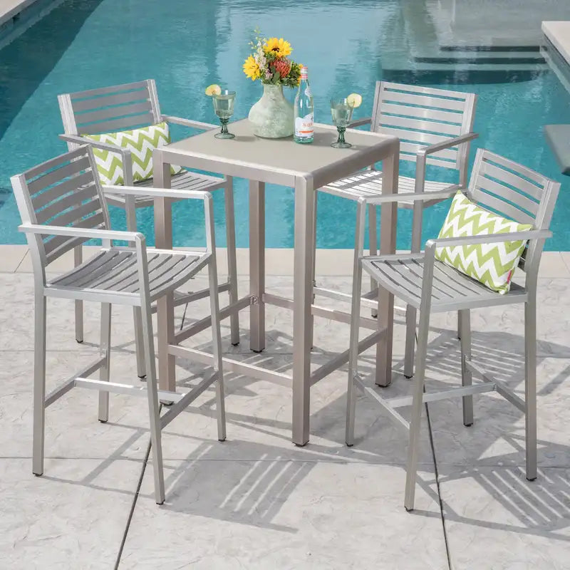Cape Coral Outdoor 5-piece Aluminum Square Bar Set by Christopher Knight Home