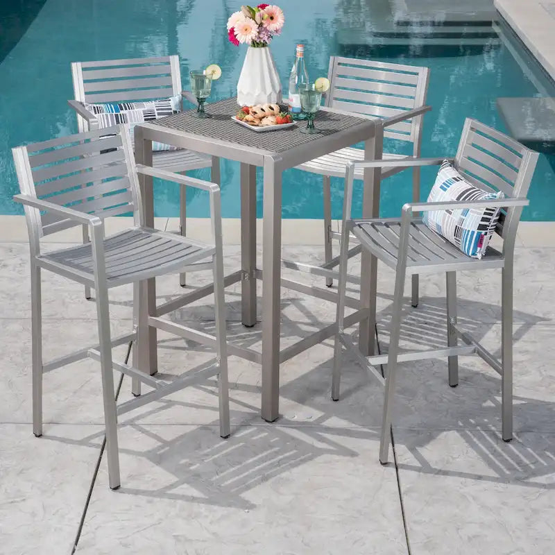 Cape Coral Outdoor 5-piece Aluminum Square Bar Set by Christopher Knight Home