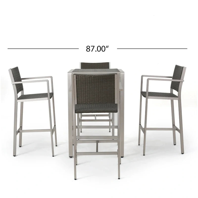 Cape Coral Outdoor 5-piece Aluminum Square Bar Set by Christopher Knight Home