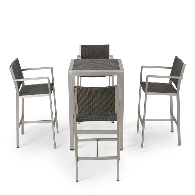 Cape Coral Outdoor 5-piece Aluminum Square Bar Set by Christopher Knight Home
