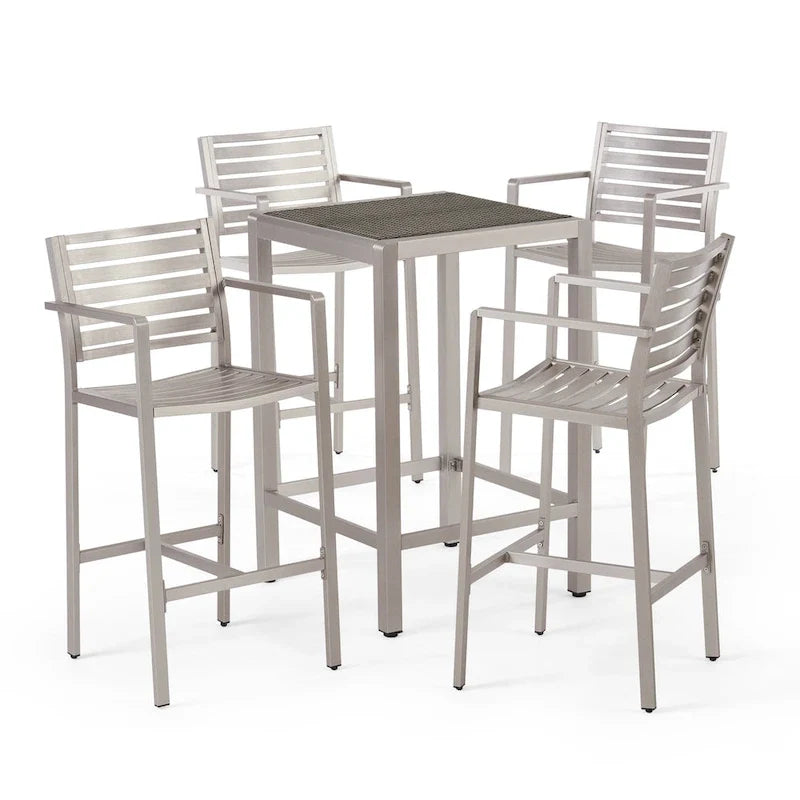Cape Coral Outdoor 5-piece Aluminum Square Bar Set by Christopher Knight Home