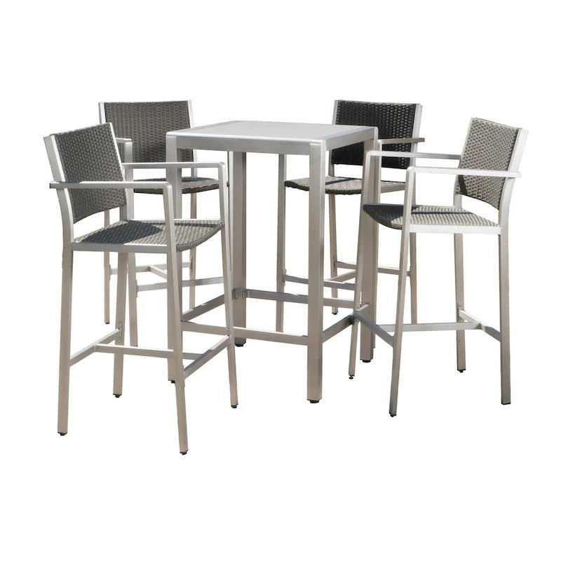 Cape Coral Outdoor 5-piece Aluminum Square Bar Set by Christopher Knight Home