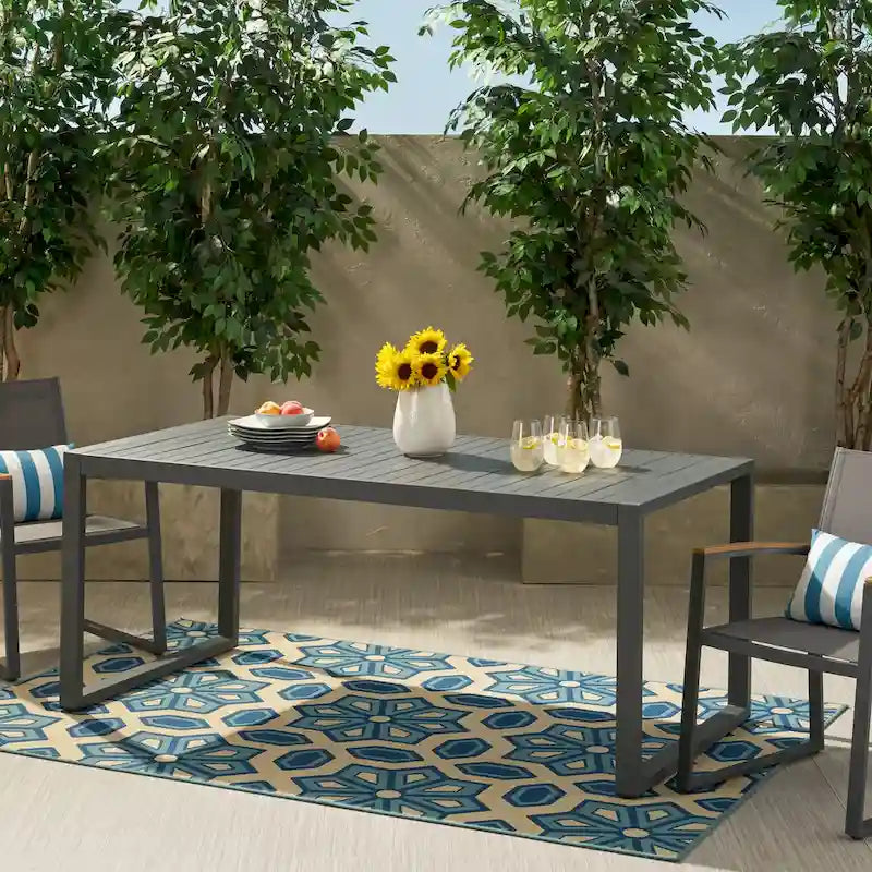 Navan Modern Aluminum Outdoor Dining Table by Christopher Knight Home - 70.00 L x 35.00 W x 30.00 H