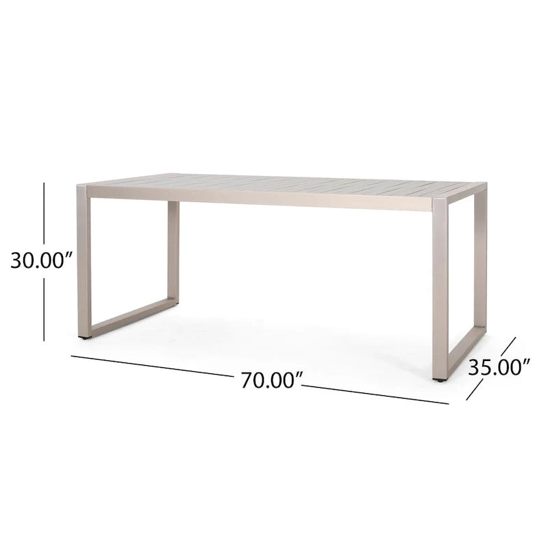 Navan Modern Aluminum Outdoor Dining Table by Christopher Knight Home - 70.00 L x 35.00 W x 30.00 H