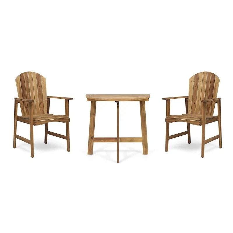 Oso Outdoor 3-piece Half-circle Acacia Wood Bistro Table Set by Christopher Knight Home