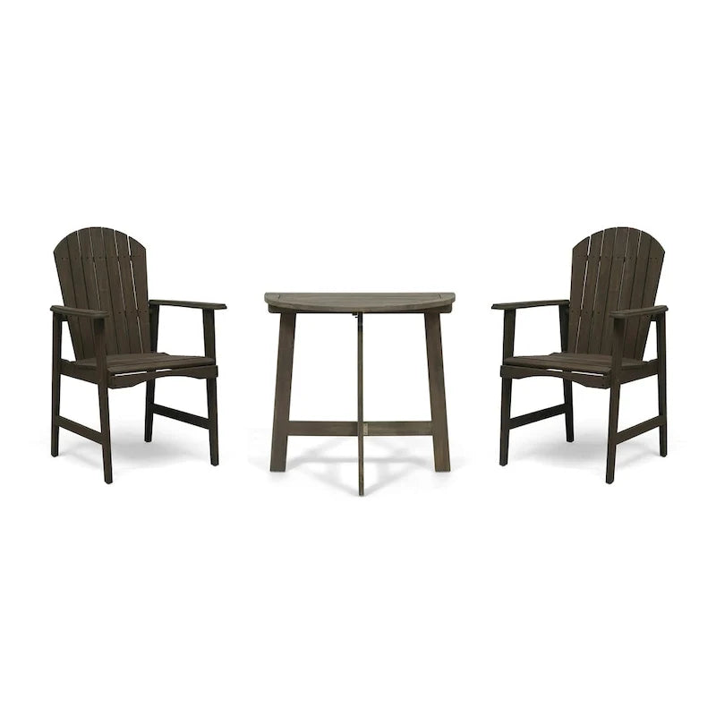 Oso Outdoor 3-piece Half-circle Acacia Wood Bistro Table Set by Christopher Knight Home