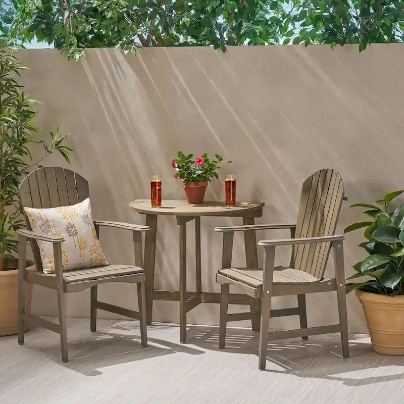Oso Outdoor 3-piece Half-circle Acacia Wood Bistro Table Set by Christopher Knight Home