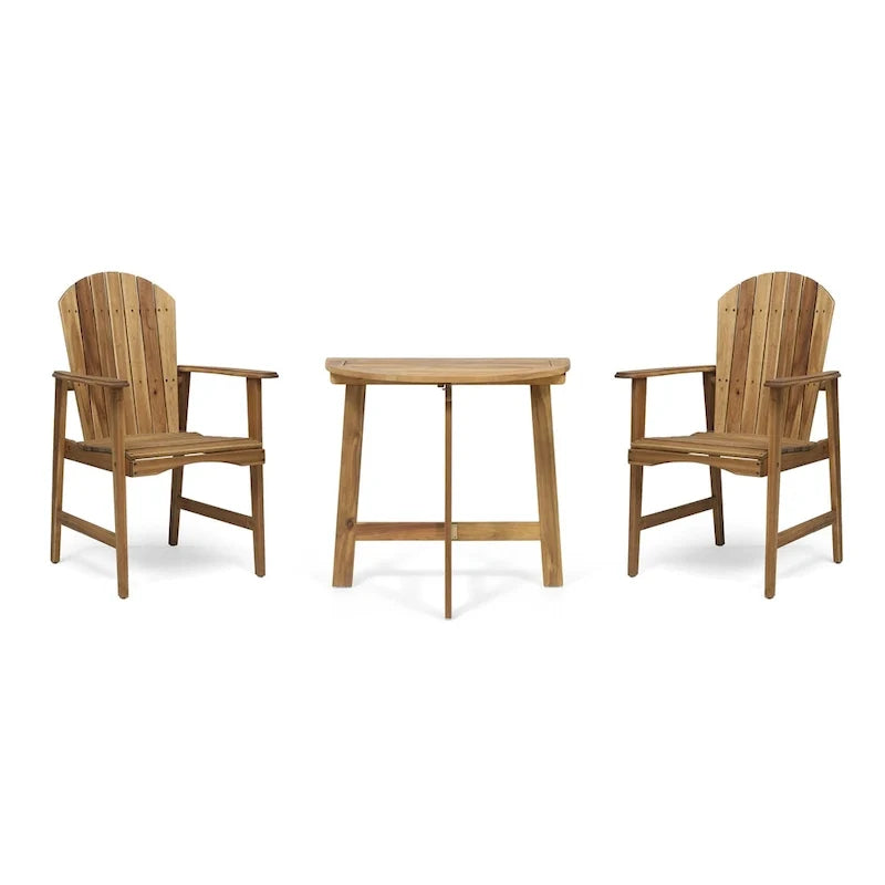 Oso Outdoor 3-piece Half-circle Acacia Wood Bistro Table Set by Christopher Knight Home