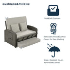 Outdoor Wicker Double Chaise Lounge with Grey Cushion