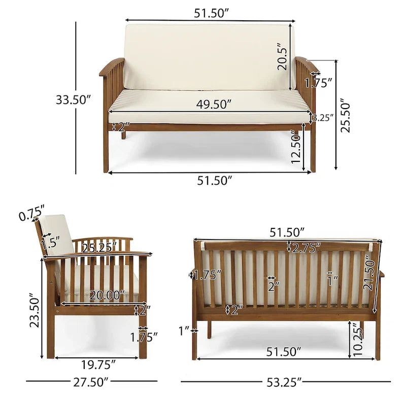Carolina Outdoor Acacia Wood Loveseat by Christopher Knight Home