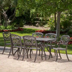 Austin Outdoor 7-piece Cast Aluminum Rectangle Dining Set by Christopher Knight Home