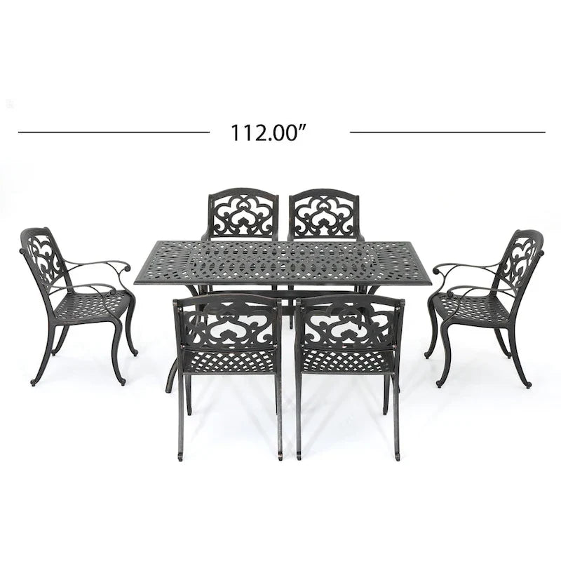 Austin Outdoor 7-piece Cast Aluminum Rectangle Dining Set by Christopher Knight Home