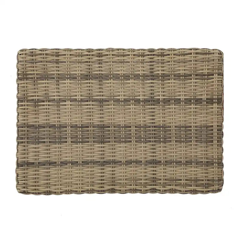 Hampton Outdoor Transitional Wicker and Acacia Wood Ottoman by Christopher Knight Home