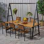 Andrea Outdoor 6 Seater Acacia Wood and Planter Dining Set by Christopher Knight Home - N/A