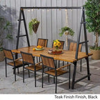 Andrea Outdoor 6 Seater Acacia Wood and Planter Dining Set by Christopher Knight Home - N/A