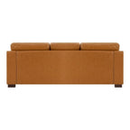 Genuine Leather Sofa with Luxurious Comfort, Goose Feather Cushion Filling, Square Arm Design, Sturdy Block Legs