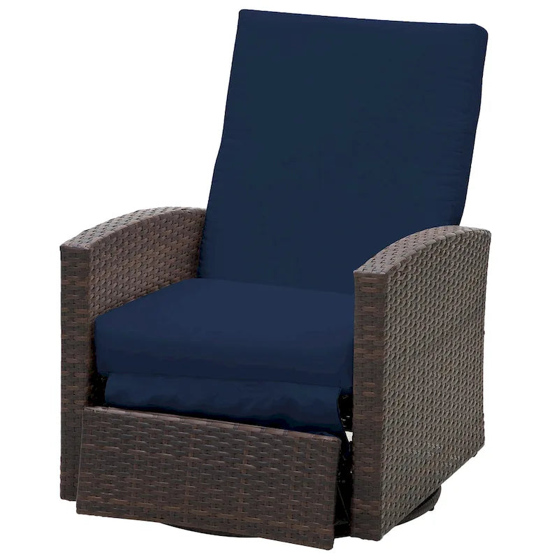 Outsunny Outdoor Rattan Wicker Swivel Recliner Lounge Chair