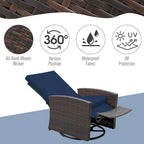 Outsunny Outdoor Rattan Wicker Swivel Recliner Lounge Chair