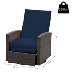 Outsunny Outdoor Rattan Wicker Swivel Recliner Lounge Chair