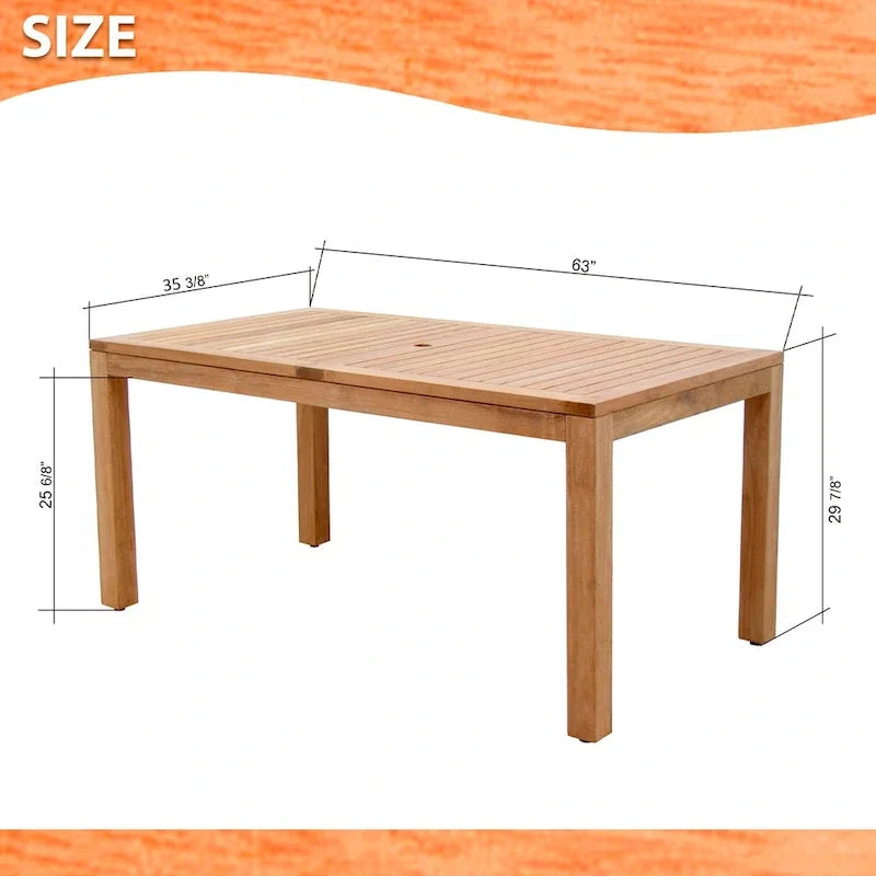 Amazonia Florente Outdoor Patio Teak Dining Rectangular Table