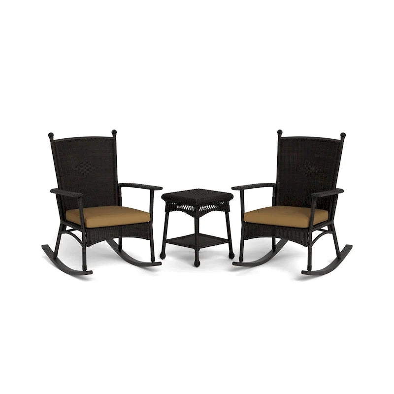 Portside Classic Dark Roast Rocking Chair Set (3-Piece)