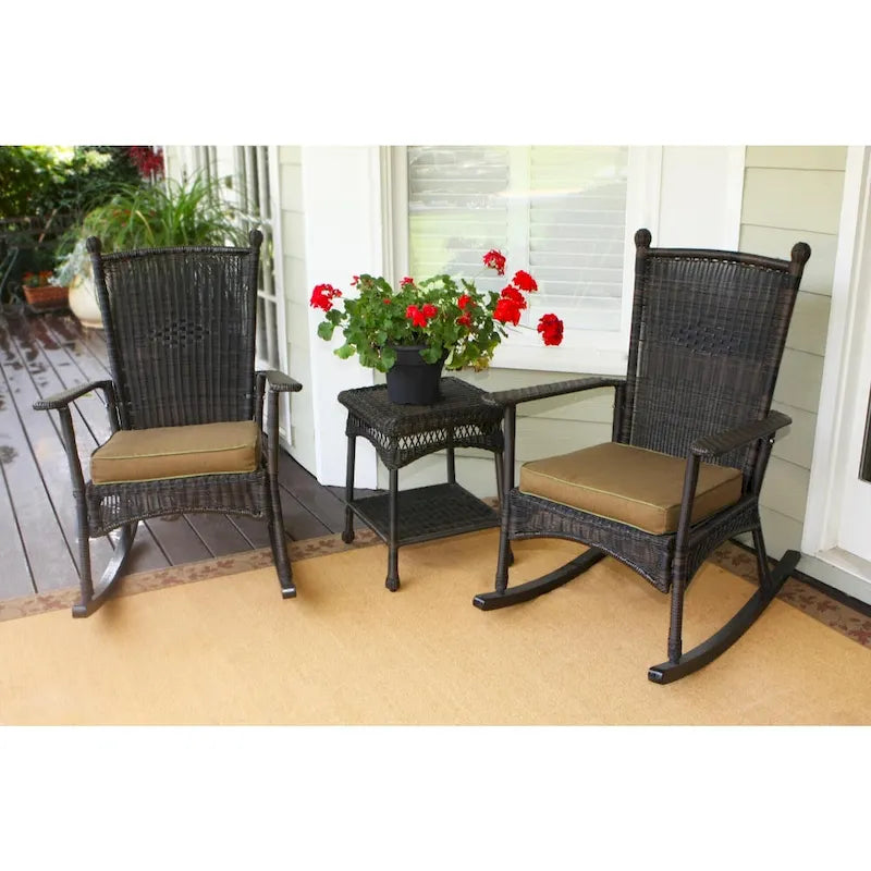 Portside Classic Dark Roast Rocking Chair Set (3-Piece)