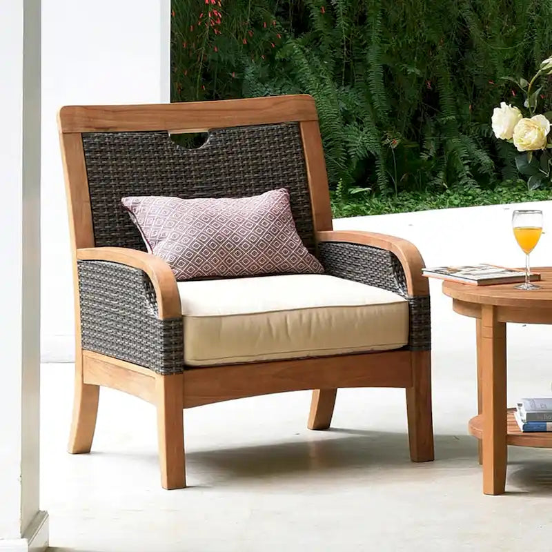 Cambridge Casual Palma 3-piece Teak Wicker Outdoor Chat Set with FREE Pillow
