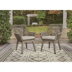 Signature Design by Ashley Beach Front Brown/Beige Outdoor Arm Chair Set With Cushions (Set of 2) - 28W x 27D x 35H