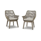 Signature Design by Ashley Beach Front Brown/Beige Outdoor Arm Chair Set With Cushions (Set of 2) - 28W x 27D x 35H