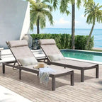 Outdoor Adjustable Quilted Chaise Lounge Chairs with Wheels (Set of 2) - 77.17 L  23.62 W  13.38 H