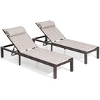 Outdoor Adjustable Quilted Chaise Lounge Chairs with Wheels (Set of 2) - 77.17 L  23.62 W  13.38 H