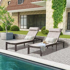 Outdoor Adjustable Quilted Chaise Lounge Chairs with Wheels (Set of 2) - 77.17 L  23.62 W  13.38 H