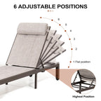 Outdoor Adjustable Quilted Chaise Lounge Chairs with Wheels (Set of 2) - 77.17 L  23.62 W  13.38 H