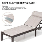 Outdoor Adjustable Quilted Chaise Lounge Chairs with Wheels (Set of 2) - 77.17 L  23.62 W  13.38 H